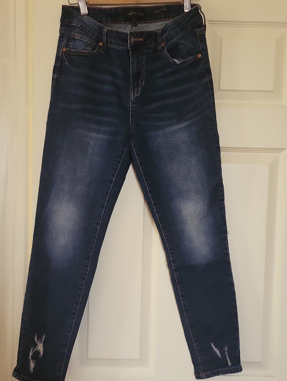 Kendall & Kylie Dark Blue Skinny Jeans with Subtle Distressing
